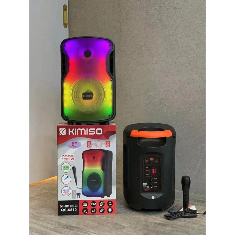 Speaker Bluetooth KIMISO QS-6810 RGB LED 8 inch Jumbo Plus Remote &amp; Mic