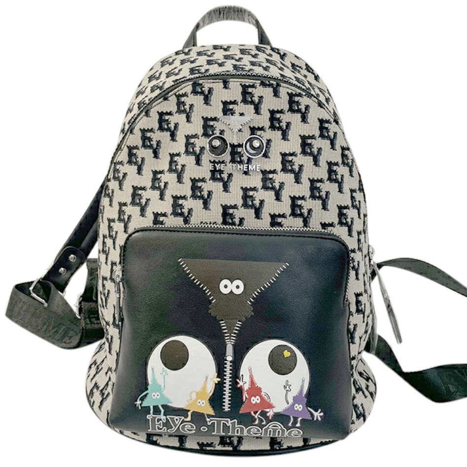 HUER Eviwhy Eye Theme Jacquard Fabric Backpack 9454-128Black