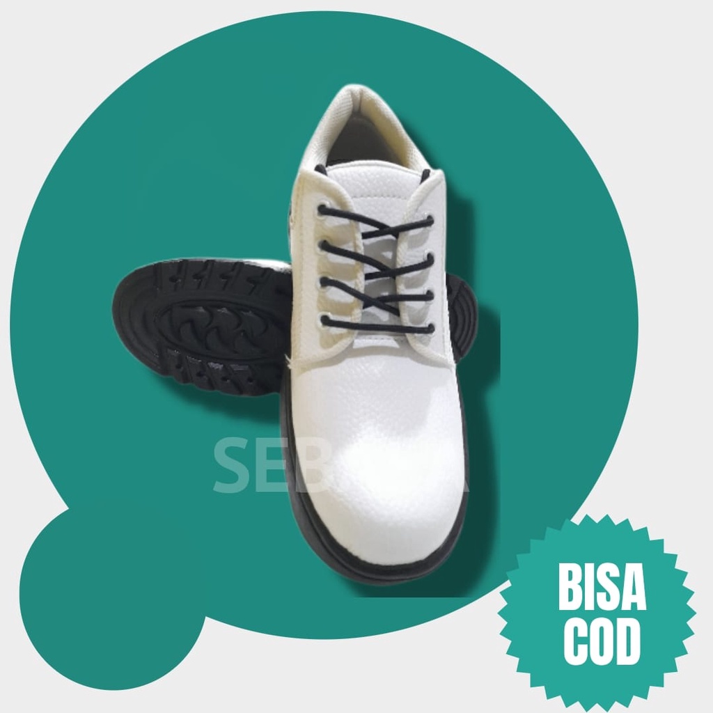 sepatu safety pendek tali warna putih - 39