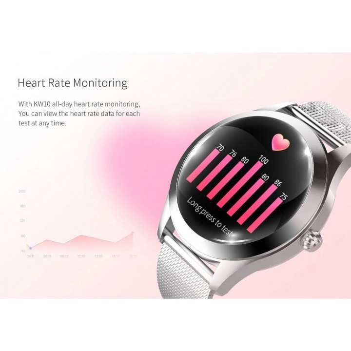 KINGWEAR KW10 - IP68 Smart Watch for Female with Steel Strap