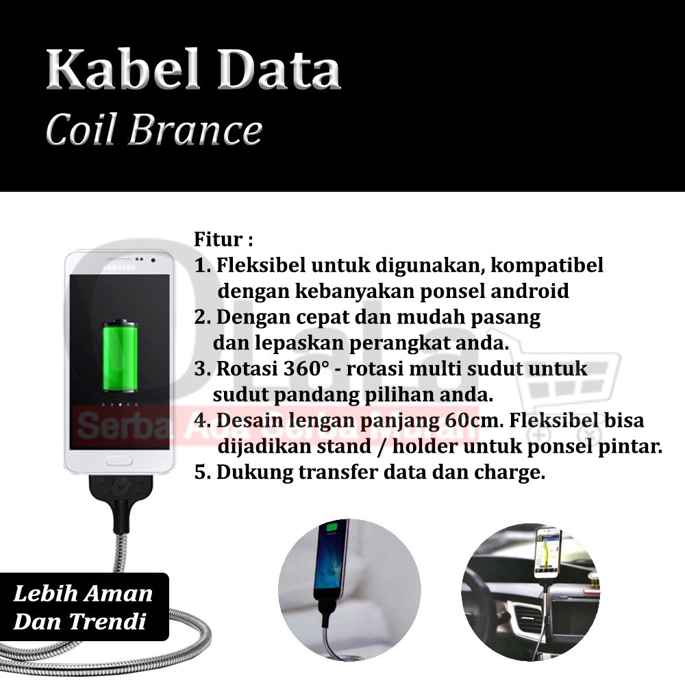 Stainless Steel Kabel Data Micro USB USB-104 STAND