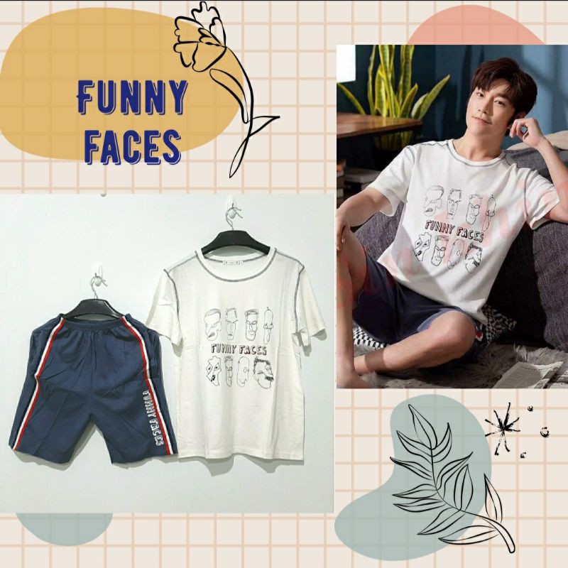 [PREMIUM] Sleepy Me Piyama baju tidur cowok pria import korea celana tangan pendek bahan kaos tebal