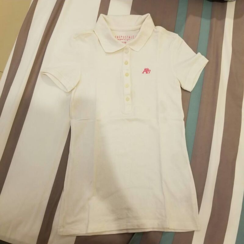 PRELOVED AEROPOSTALE POLO SHIRT WHITE KAOS BERKERAH WANITA