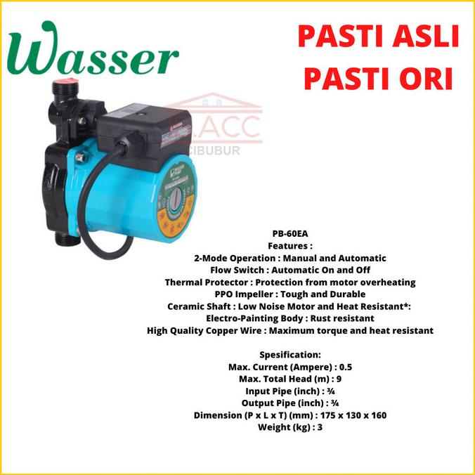 Wasser Booster Pump / Pompa Pendorong Wasser Pb-60Ea