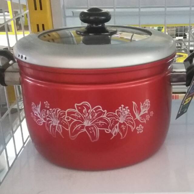 Panci / dandang warna merah bunga