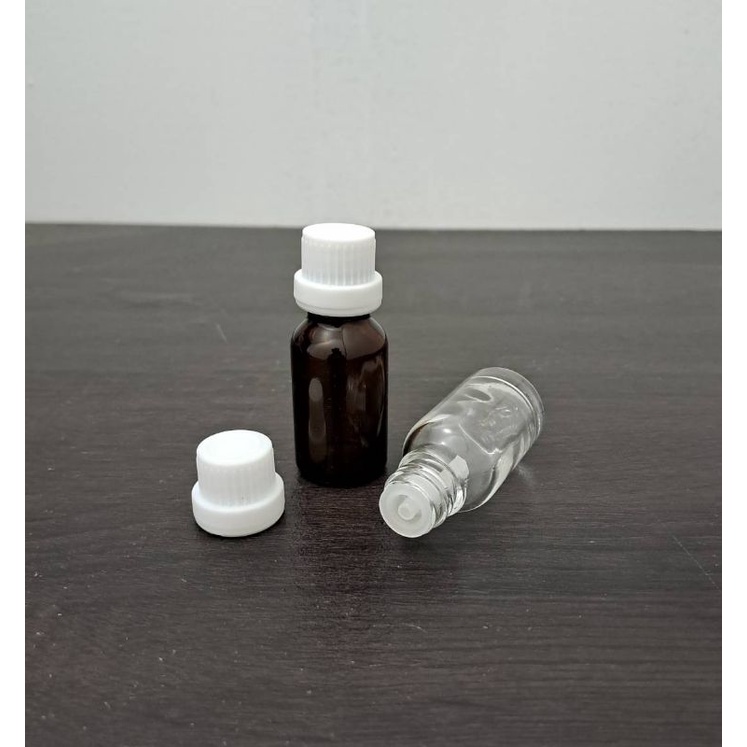 botol kaca 15ml tutup filler putih / botol essential oil 15ml