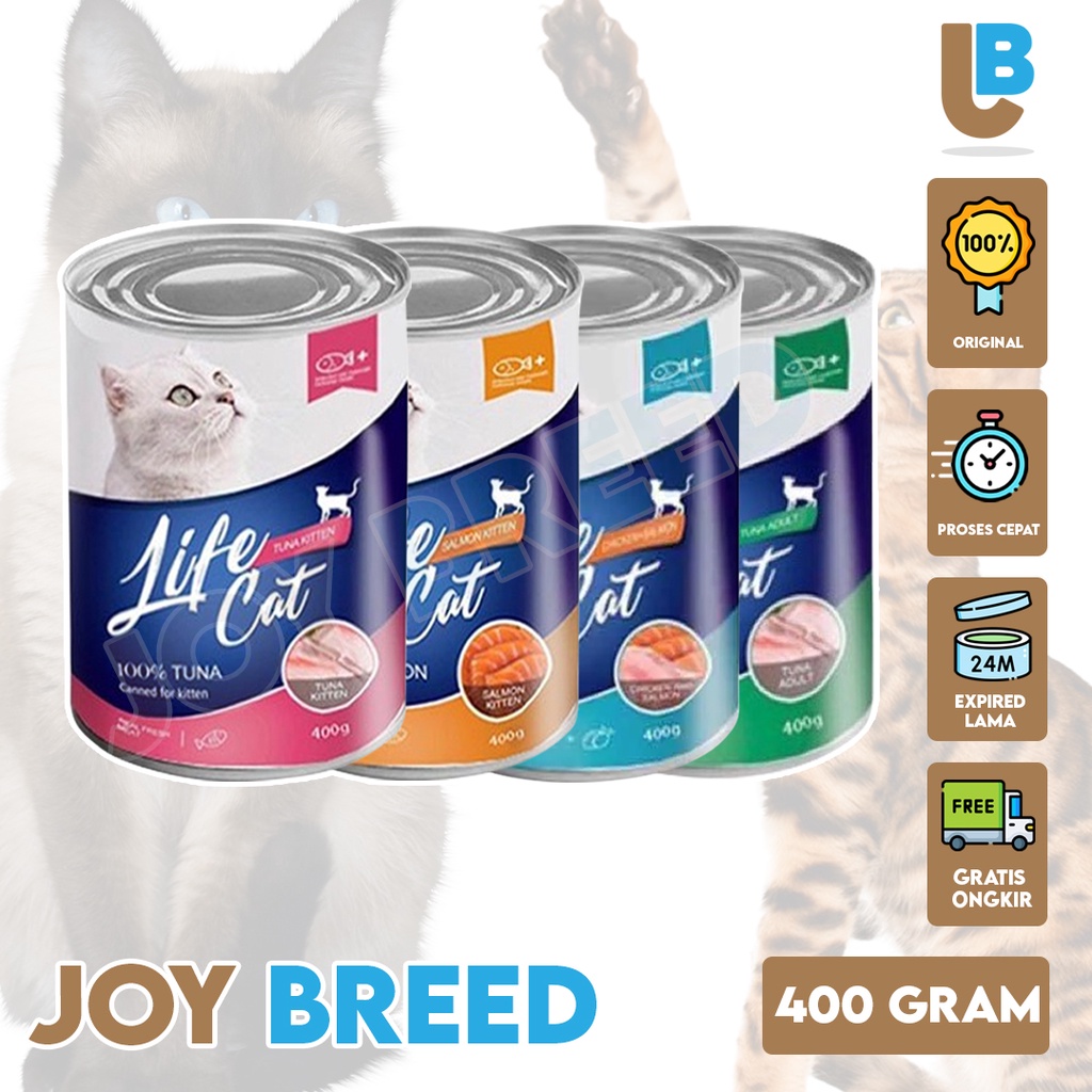 MAKANAN KUCING BASAH WET FOOD LIFE CAT KALENG 400 GRAM KITTEN ADULT