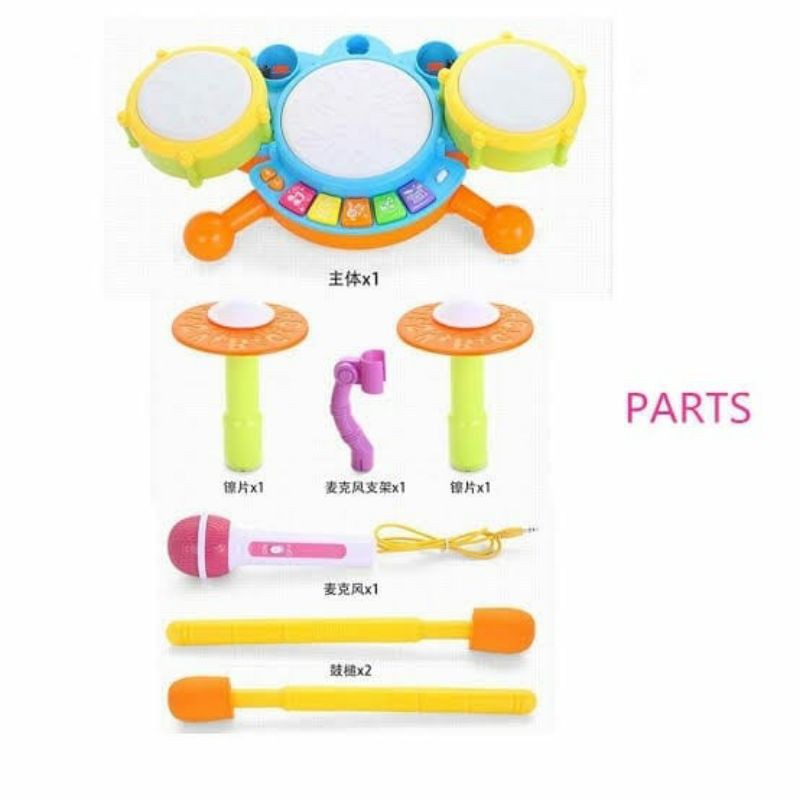 Mainan Jazz Drum Set Mainan Edukasi Musik Anak Bayi Balita Musical Toys Piano Microphone Karaoke