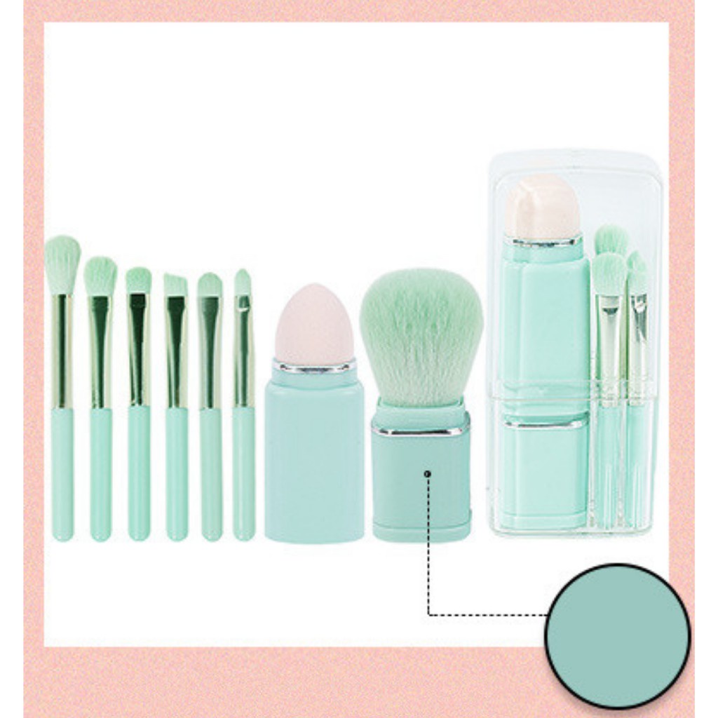 Kuas Brush Make Up Set 8 Pcs Portable Alat Makeup Brush Kosmetik + Kotak Penyimpanan