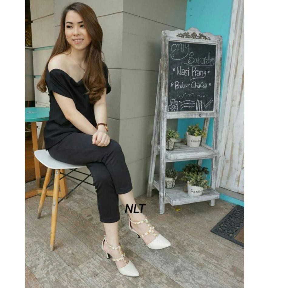 NunuLisaTan - 3 warna  High Heels Wanita Terbaru cantik Sepatu Hak 5cm Klip Klip