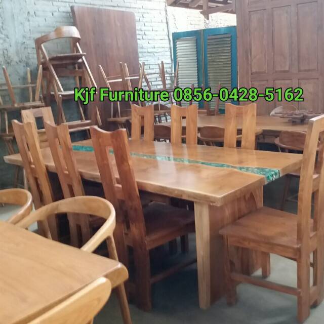 Meja makan jati resin solid meja makan mewah jati resin I meja trembesi meja trembesi