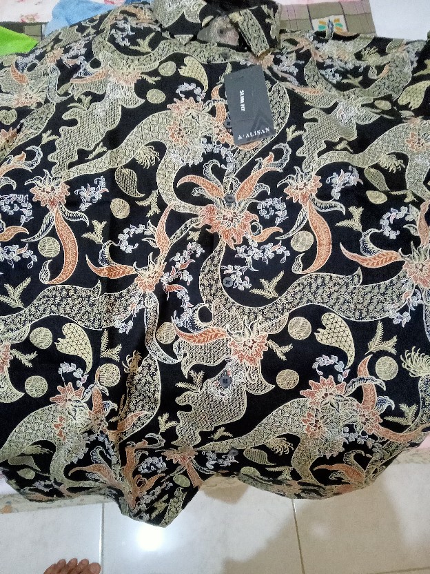 Gof Alisan Kemeja Pakaian Pria Hem Kemeja Batik Kombinasi Lengan Panjang Original Bagus Full Print