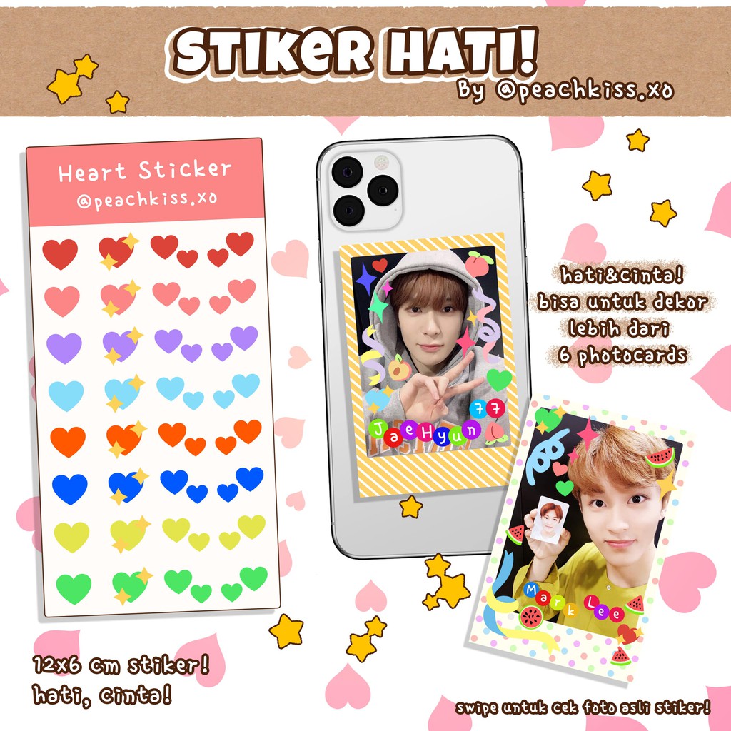 Stiker Dekorasi Photocard / Jurnal / Polcos Hati / Heart / Cinta (Waterproof) by @peachkiss.xo