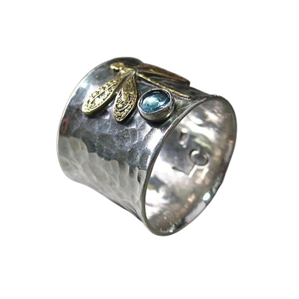 Hu Hu Hu Hu Hu Alat Bantu Pasang Kacamata♡ Cincin Desain Capung Aksen Berlian Imitasi Gaya Vintage Untuk Wanita