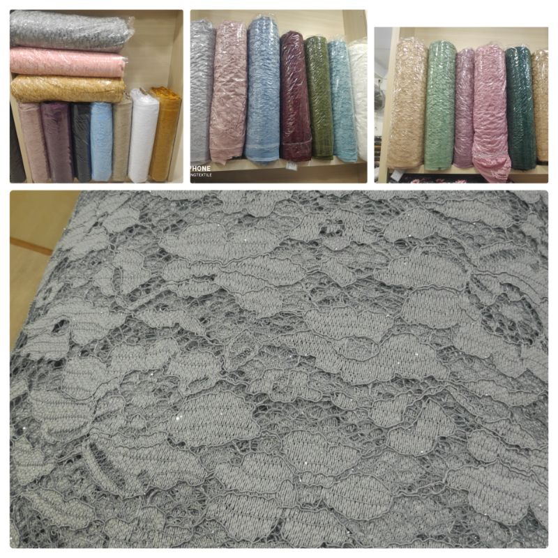 Kain Brokat Cord Border Bunga Kebaya Dress PROMO