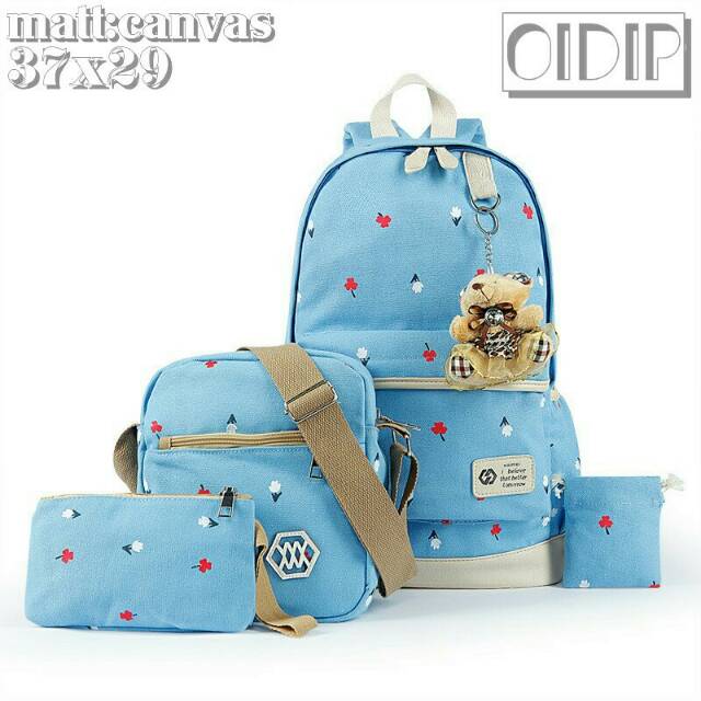 free boneka rok ransel motif tulip 3in1 kanvas