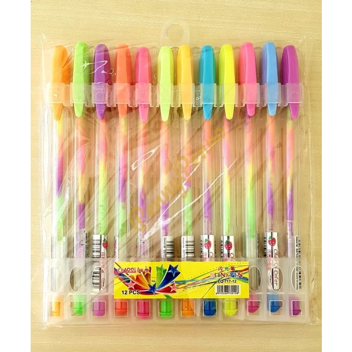 

Star Pulpen Gel Rainbow/ Pulpen Pelangi 1 Pack = 12 Pcs Gilaa!!!