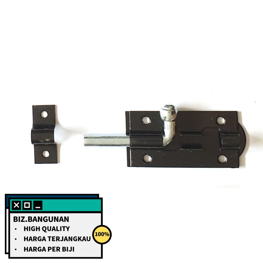 GRENDEL HITAM 3&quot; INCH TEBAL - GERENDEL SELOT PINTU DOUBLE PLAT