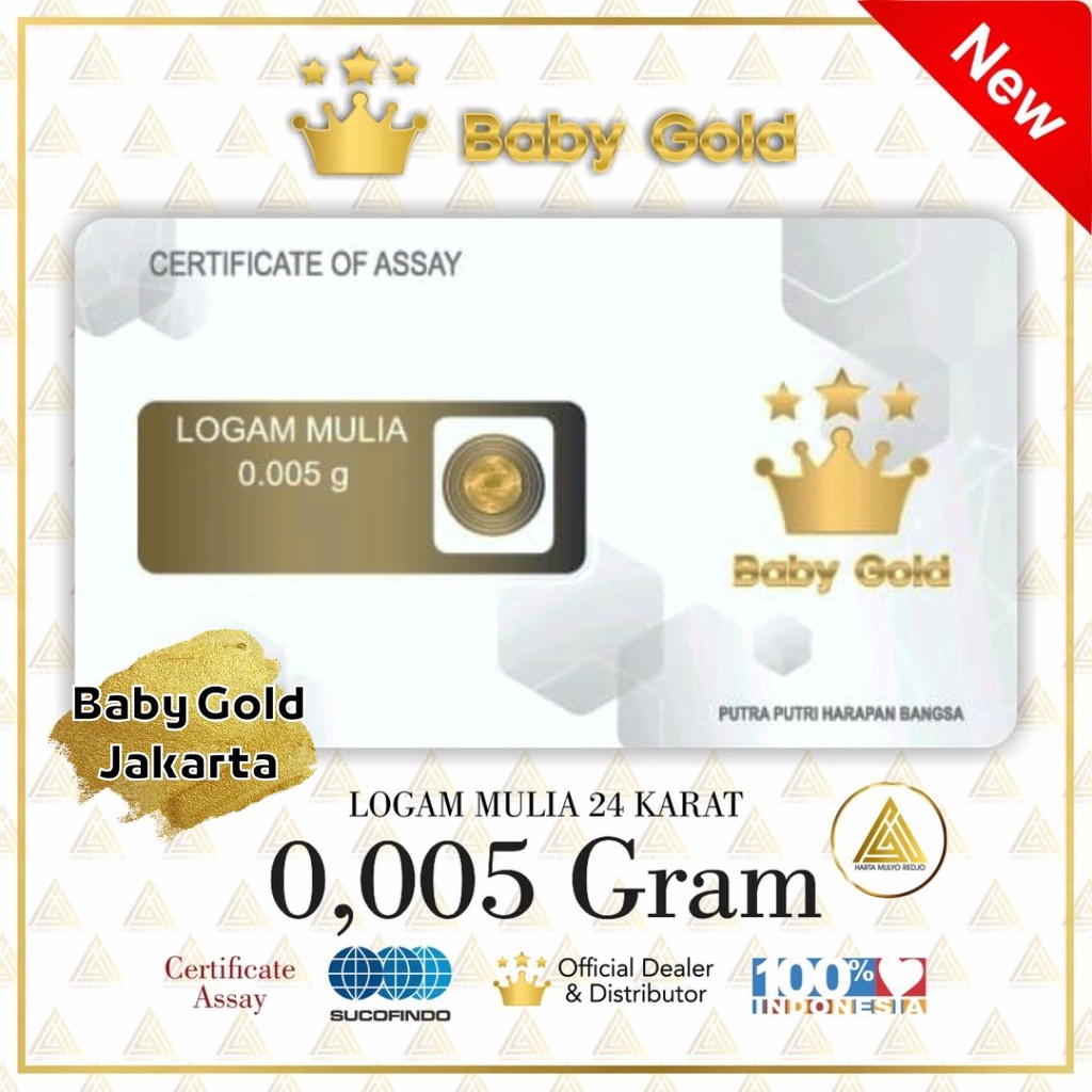 Baby Gold Emas Mini 0,005 gram Logam Mulia 24 Karat 0.005gr BabyGold Emas Murni 24K LM