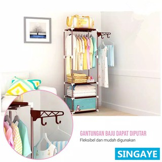 SINGAYE Lemari baju Rak Baju rak sepatu gantungan pakaian SINGAYE Lemari baju Rak Baju rak sepatu gantungan pakaian