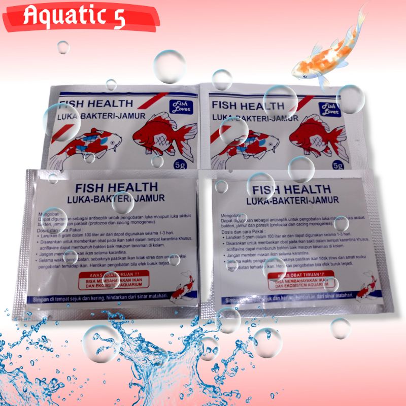 Obat ikan LUKA BAKTERI JAMUR FISH LOVER FISH HEALTH 5GR