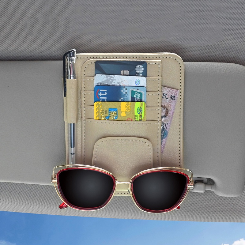 Tas Pouch Organizer Kartu / Kacamata Untuk Sun Visor Mobil