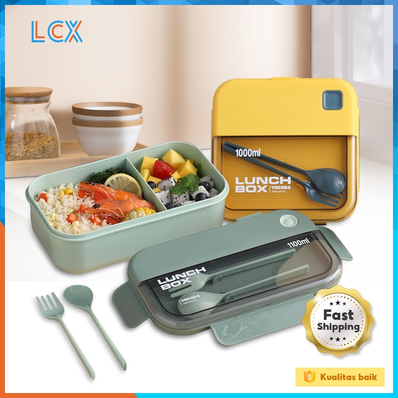 LCX Jerami Kotak Bekal Single-Layer Lunch Box kotak Makan Kapasitas Tempat Bkal