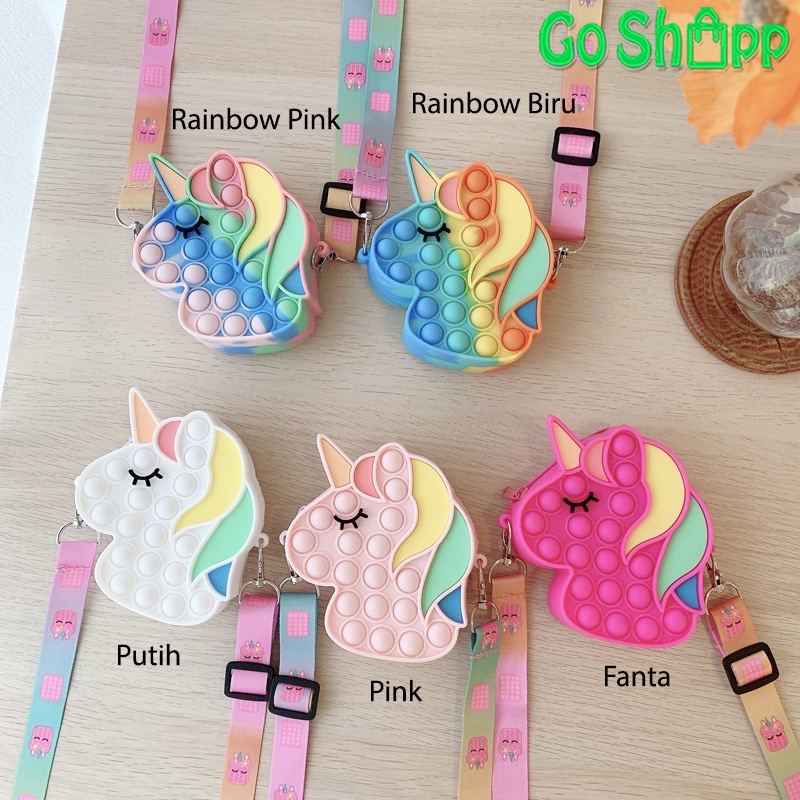 Tas Pop it Anak Unicorn Lucu Import - Tas Selempang Anak Karakter Unicorn - Tas Pop It Terbaru Import - Tas Anak Lucu Pop It Fidget Toys [JL09]