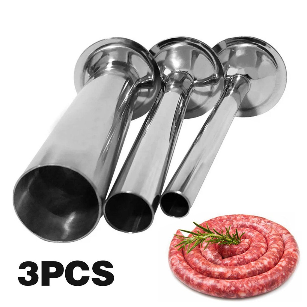 [Elegan] Isian Tabung 3pcs Handmade #10penggiles Makanan Stainless Steel Attachment Sausage Stuffer