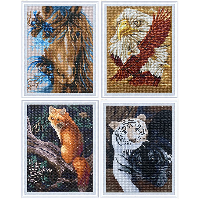 Lukisan Berlian Diy 5d Hewan Kuda Elang Rubah Harimau Ruang Tamu Kamar Tidur Rumah Buatan Tangan Lukisan Dekoratif Mengandung Alat Diamond Cross Stitch Shopee Indonesia