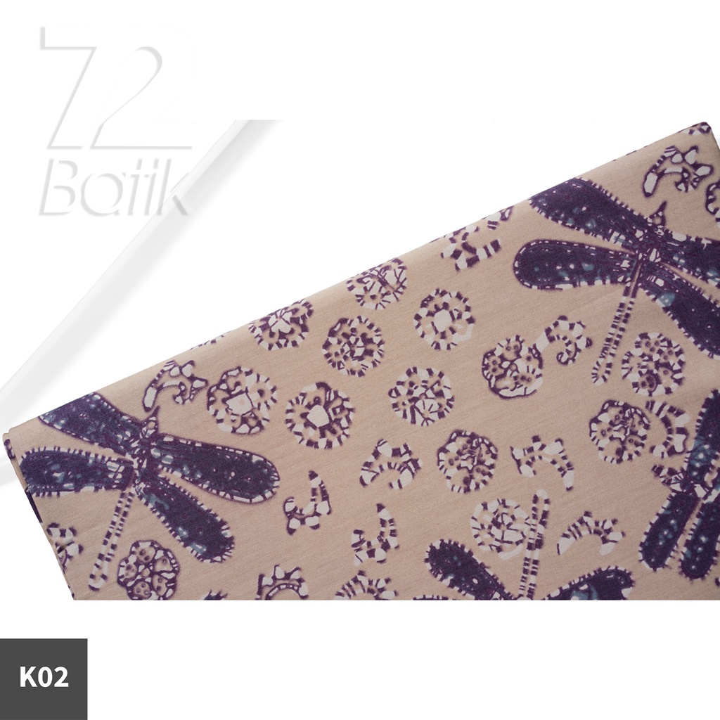 KAIN BATIK PREMIUM Bahan Katun Motif Capung Warna Cream 721647 Cap 72 Jarik Jarit Samping Kebat Panjang Batik Katun Modern Premium Bahan Seragam Batik Pernikahan Kantor Keluarga Murah Kamen Jadi Batik Bali Lembaran