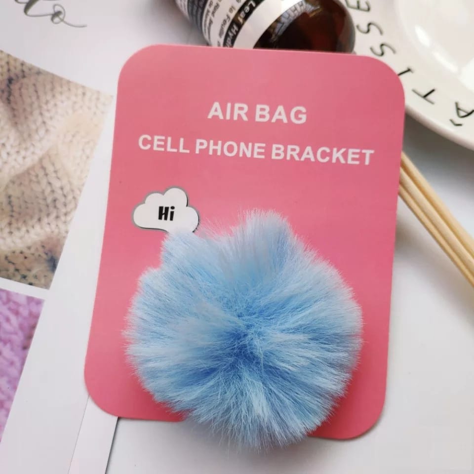 Pop Socket Bulu Holder Pom Pom Bulu Warna Warni