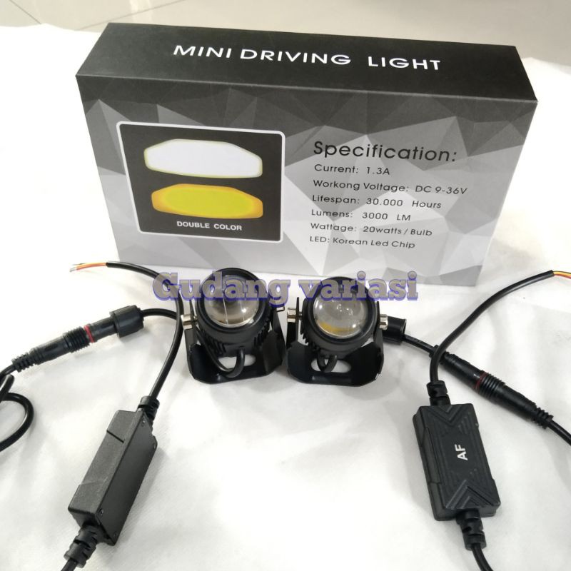 ( PROMO 2 PCS )Lampu tembak Sorot Laser GUN D2 mini driving LIGHT SUPER TERANG HI LO  motor mobil PUTIH - KUNING BALLAST