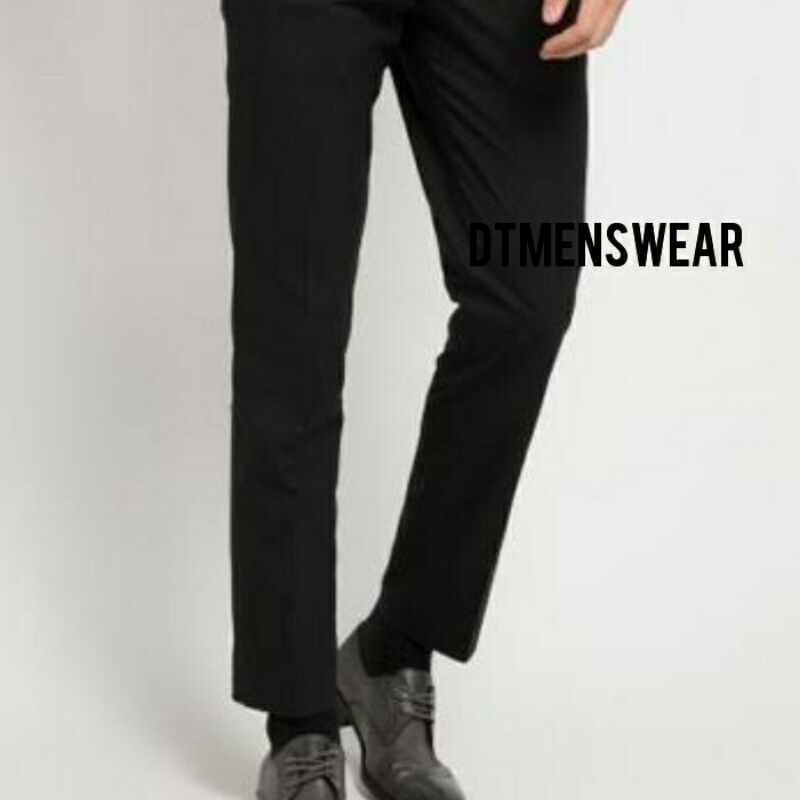 Celana bahan pria slimfit hitam /celana bahan kerja pria