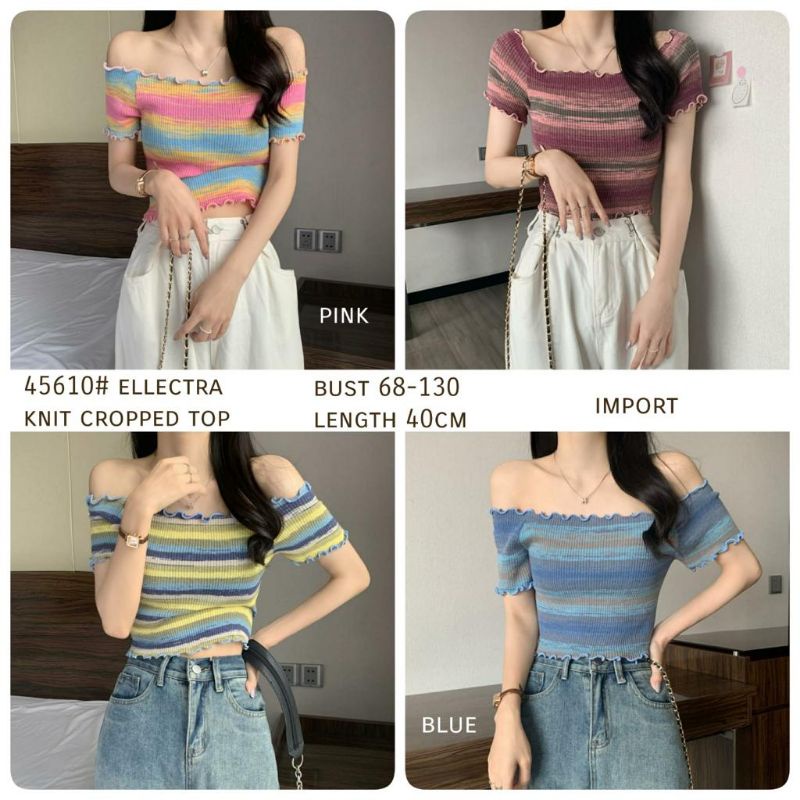 MDLV ~ 45610# Ellectra Knit Cropped Top Sabrina Top Rajut Import