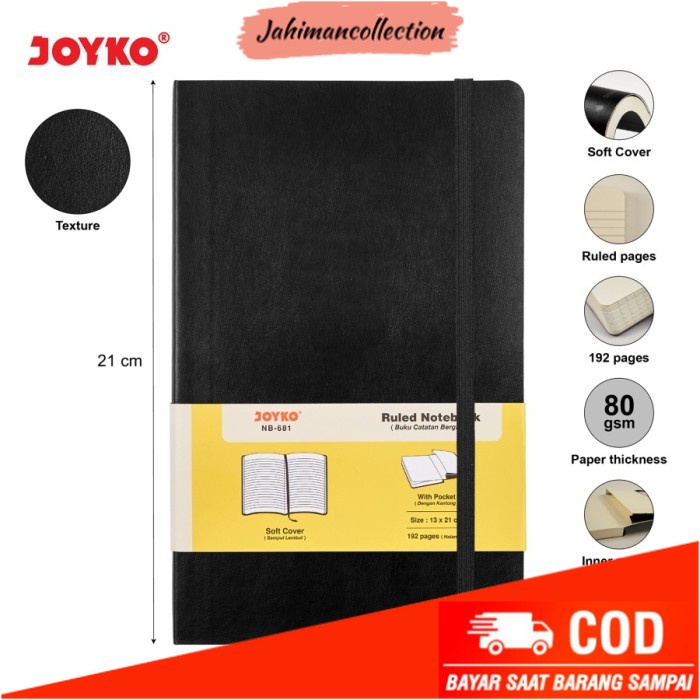 

✨ BISA COD ✨ Ruled Notebook Diary Agenda Buku Catatan Bergaris Joyko NB-681 192 hal - Hitam