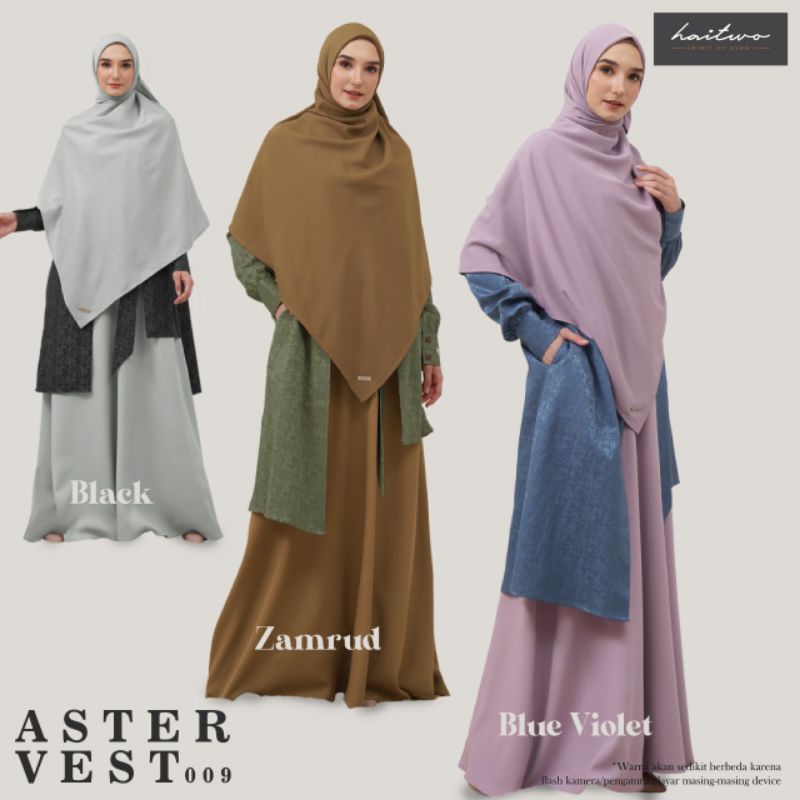 HAITWO// BISA COD GAMIS OUTER HAIHAI HAITWO ORIGINAL ASTER VEST 009 FULL SET HIJAB / GAMIS DAN OUTER