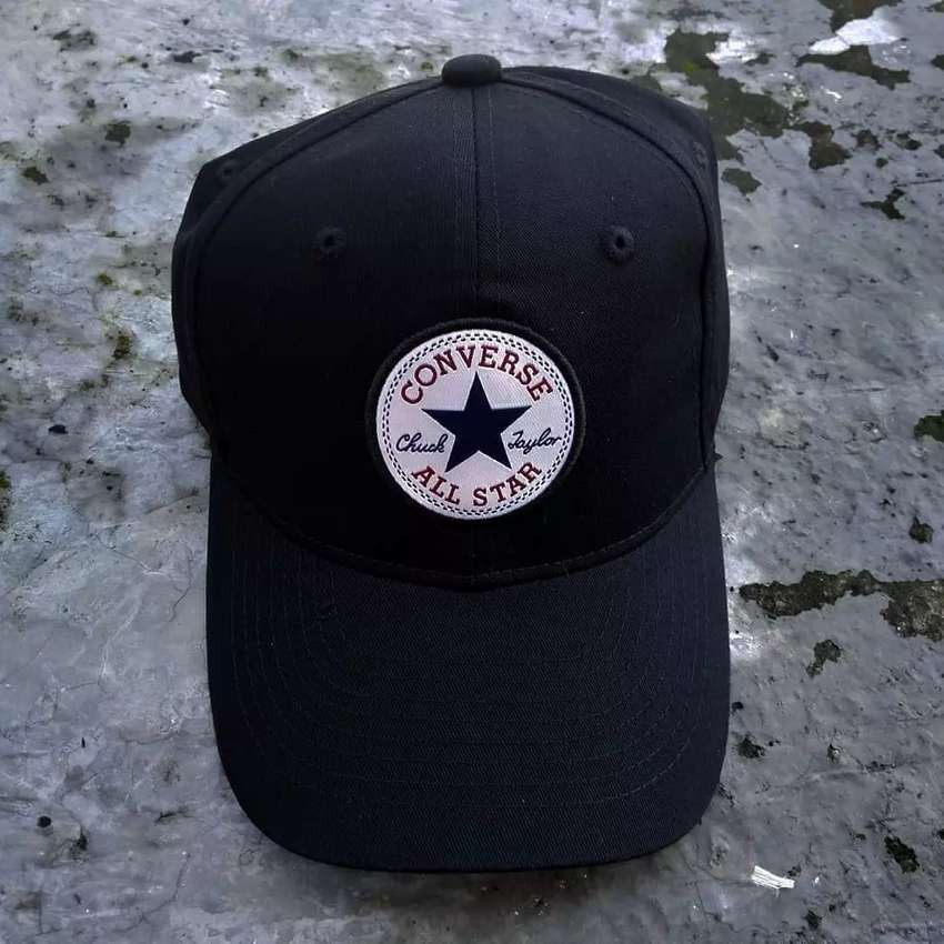 SM - Topi Baseball Converse Pria Polos Sport Hitam Premium Lokal Bandung Grosir Olahraga Distro Vint