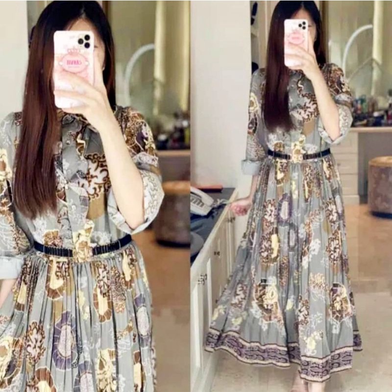 DRESS PLISKET AMORA IMPORT TERBARU