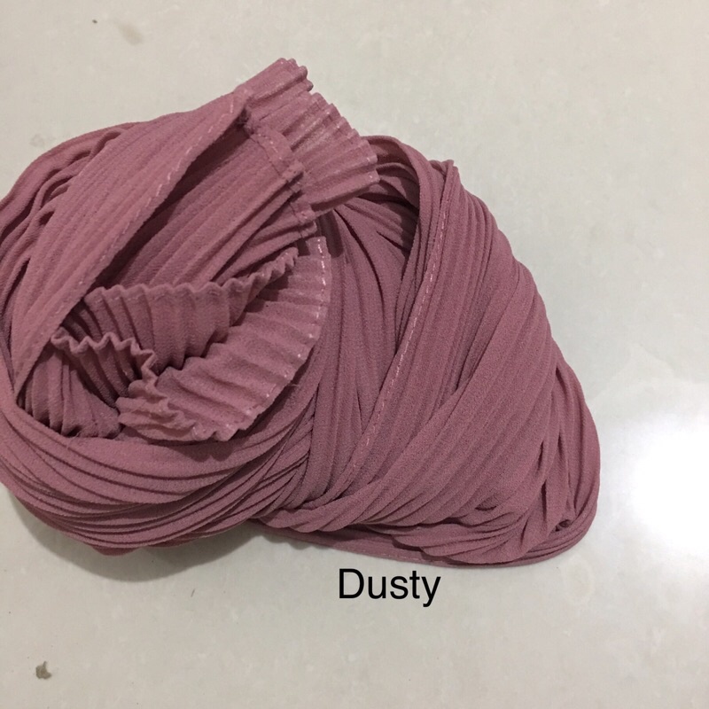 [TANPA GARIS TENGAH] FULL PLISKET PASHMINA pashmina plisket ceruty babydoll pasmina plisket-Dusty