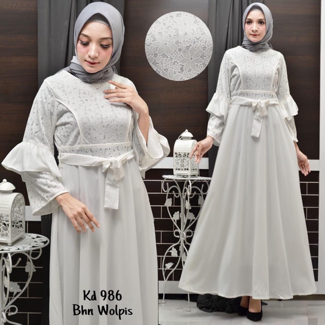  Baju  Gamis  Putih  Busana Muslim Baju  Muslim Wanita 986 