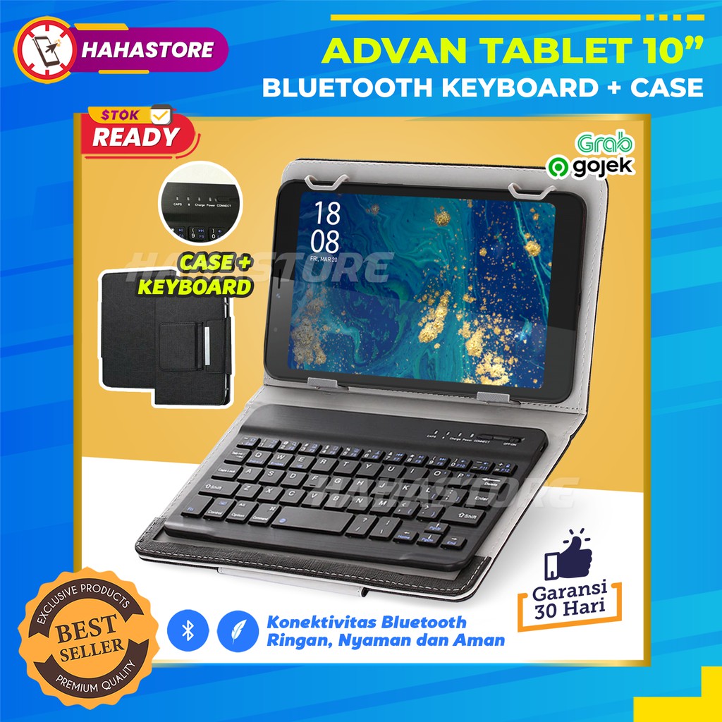 Advan Tablet 10 i10 inch Vandroid Bluetooth Keyboard Flip Case Book Cover Soft Casing Sarung Leather