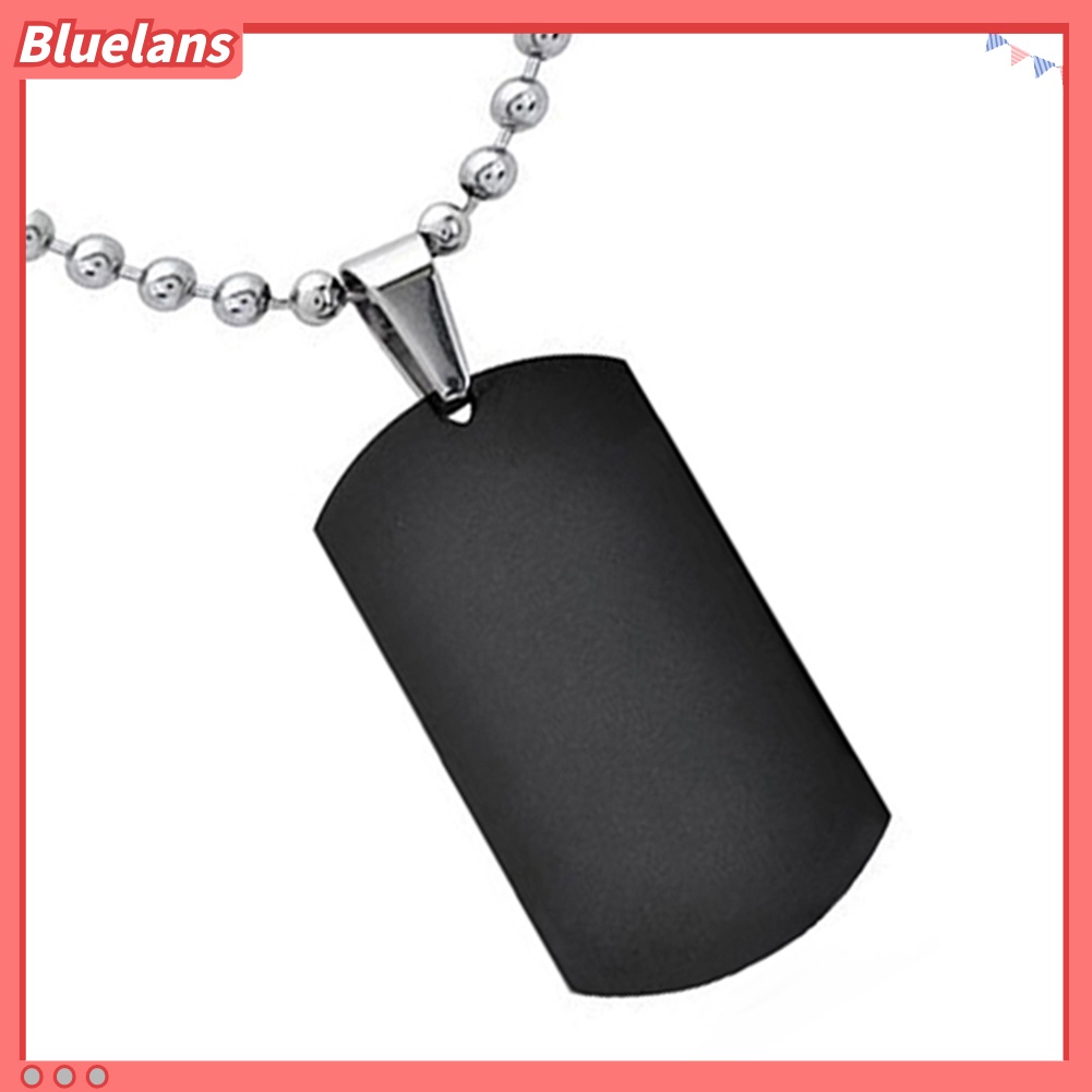 Bluelans Men Women Punk Fashion 316L Stainless Steel Polished Rectangular Dog Tag Necklace