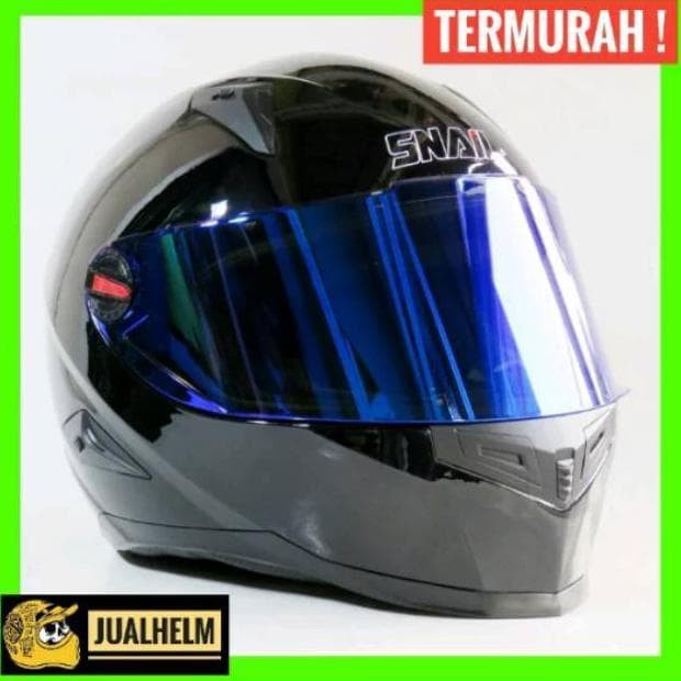 HELM SNAIL FFS1 HITAM GLOSSY VISOR BLUE - HELM FULL FACE