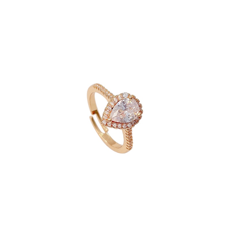 Cincin Bentuk Water Drop Bahan Zircon Untuk Wanita