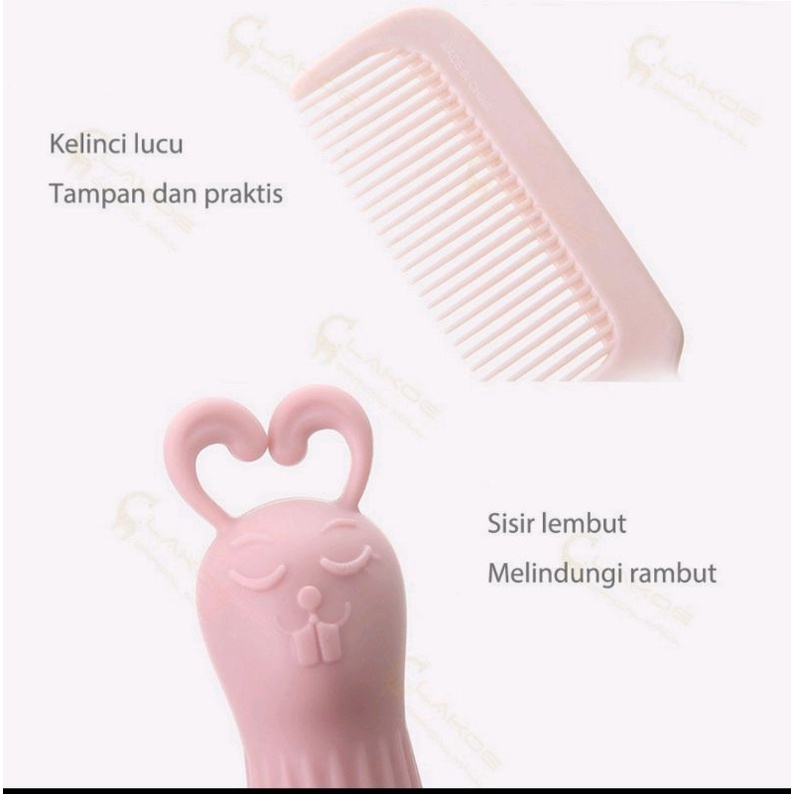 SISIR RAMBUT GAGANG HAIR COMB SILICA KELINCI LUCU DEWASA DAN ANAK