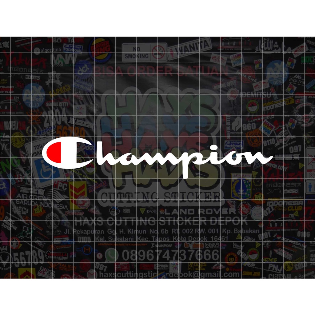 Cutting Sticker Champion Ukuran 11 Cm Untuk Helm Motor &amp; Mobil