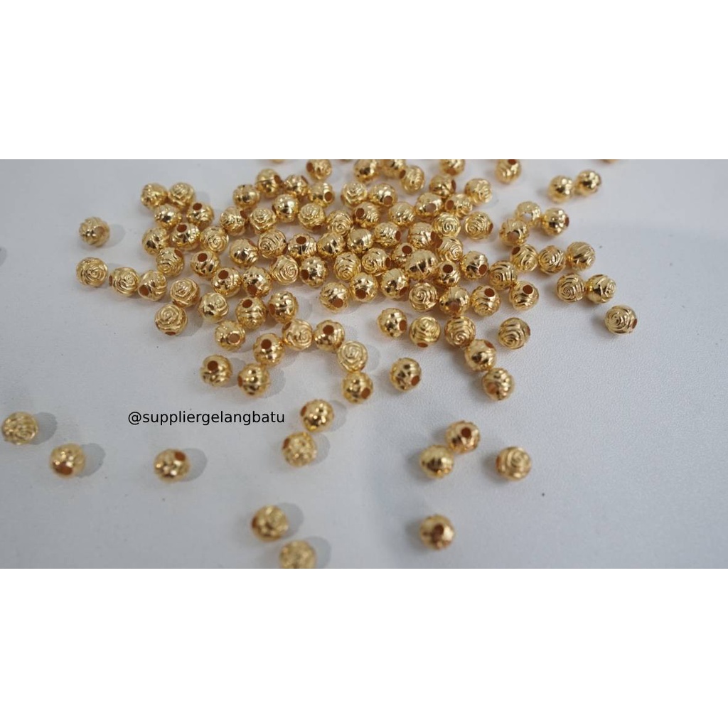 Aksesoris spacer BUNGA BULAT 6mm GOLD pembatas aksesoris gelang kalung