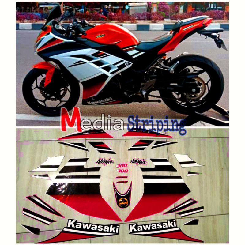 Sticker Striping NINJA 250FI ANNIVERSARY (MERAH - PUTIH)