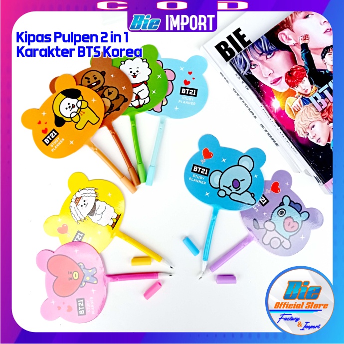 Kipas + Pulpen 2 in 1 BTS Korea Impoe Best Seller
